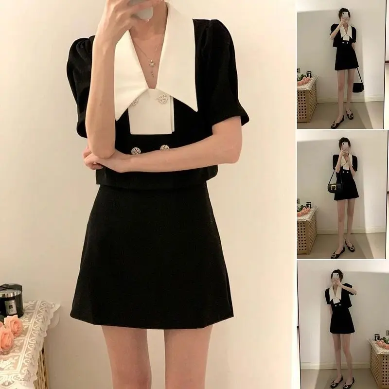 

Летнее платье в французском стиле знаменитостей Хепберн, маленькое черное платье с холодным отрезом, детское платье знаменитости императора