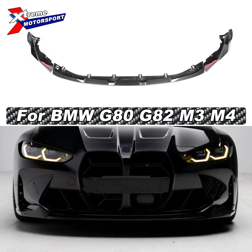 Фото Передняя губа из сухого углеродного волокна M Performance для BMW G80 G81 G82 G83 M3 M4, разделитель подбородка, диффузор, передний совок, спойлер, бампер, губа №1