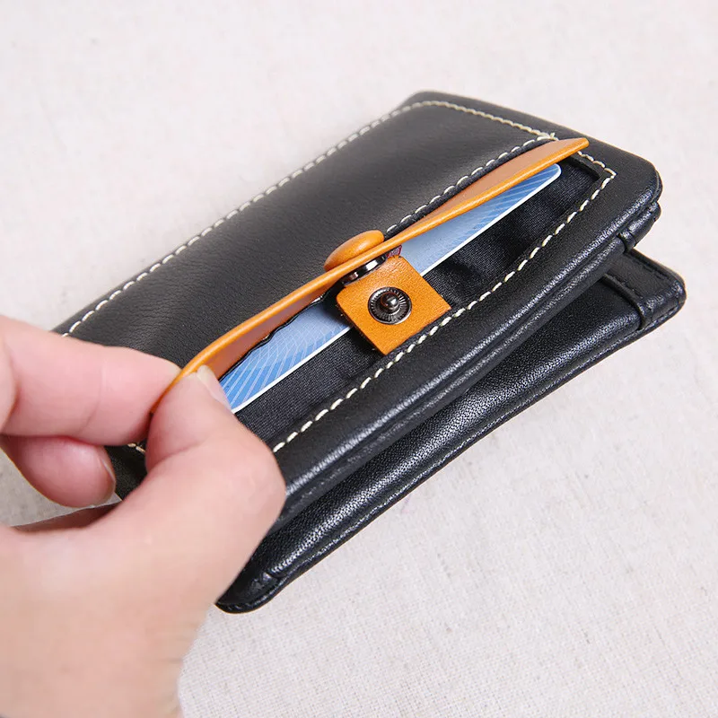 Fashion luxury Real leather men and women short hit color buckle handmade small wallet soft leather small fresh everyday wallet