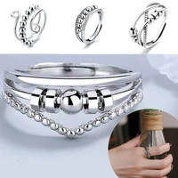new fashion temperament female three ring smart index finger ring multi circle transfer beads ring wishing jewelry festival gift