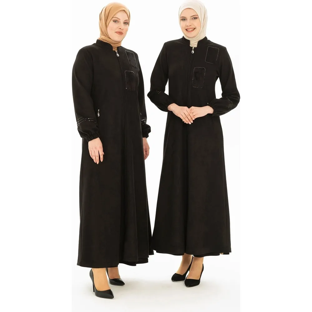 

Черный хиджаб с вышивкой Dorlie 3279