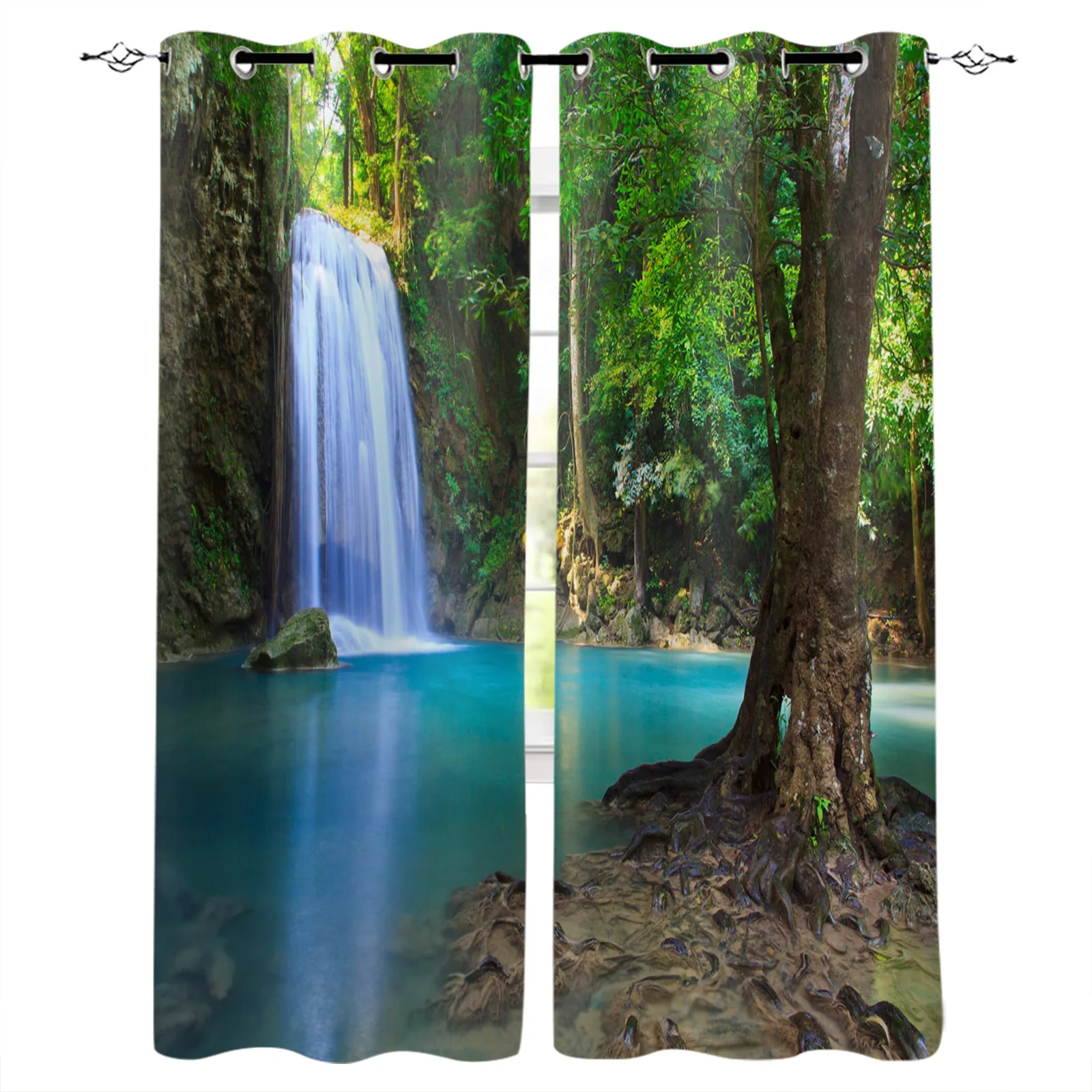 

Green Forest Waterfall Jorin Curtains For Living Room Window Curtain For Bedroom Modern Interior Home Decoration