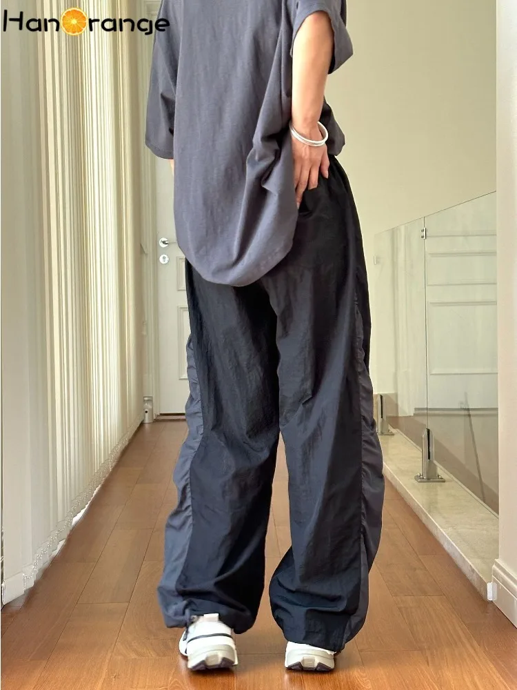 HanOrange 2024 летние уличные лоскутные плиссированные повседневные брюки женские