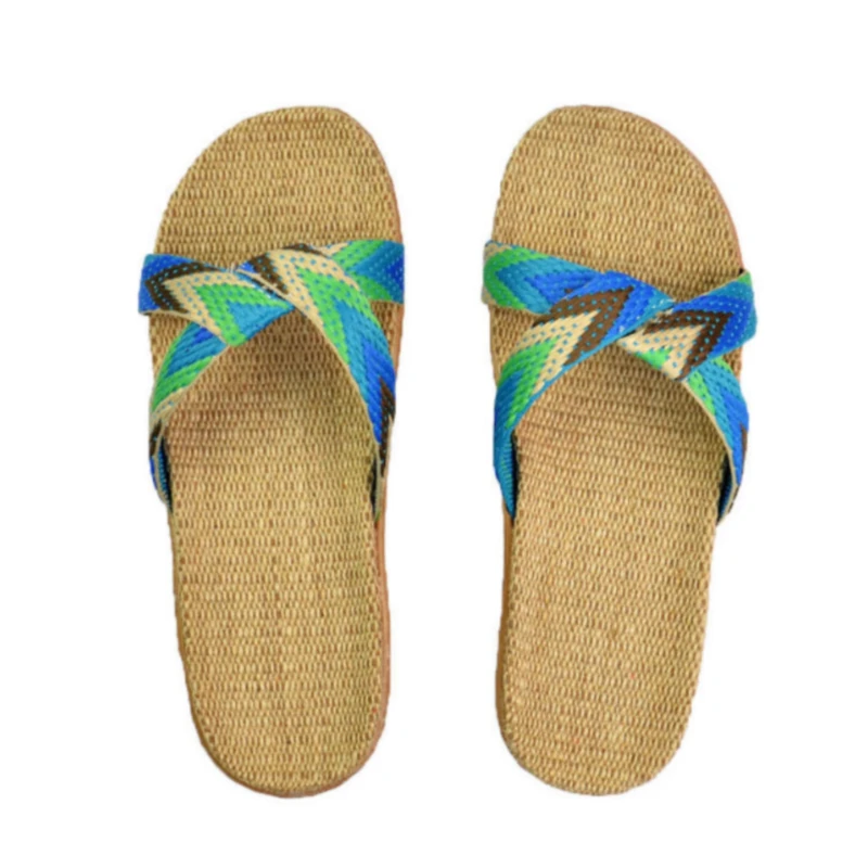 

Women Soft Slippers Beach Flip Flops High Quality Home Floor Anti-slip Linen Slippers Summer Fashion Flip Flops