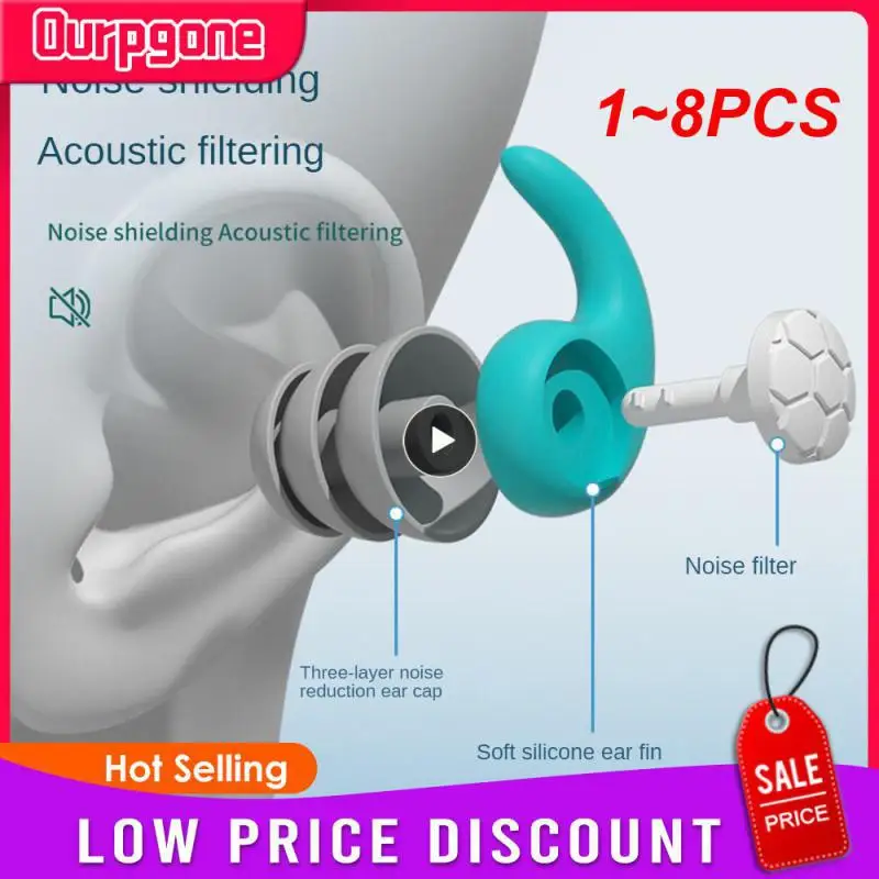 

1~8PCS Silicone Noise Reduction Earplugs Immersive Noise Reduction Earplugs Earplugs Silicone Earplugs Umbrella Shaped Sound