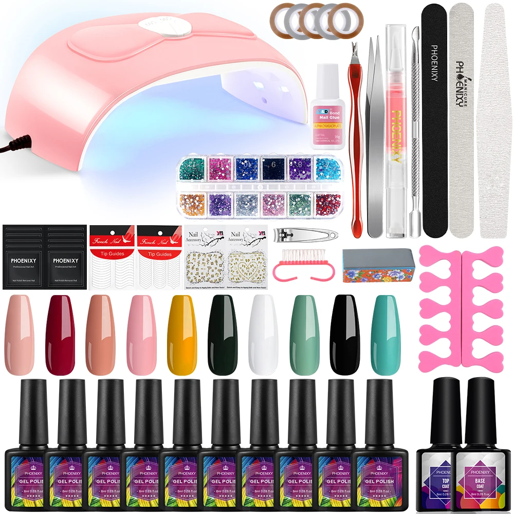 

Manicure Tools Kit 8ML Gel Nail Polish Set with 54W UV Lamp Drying Semi Permanent Nail Gel Varnish Nail Design All for Nail Art