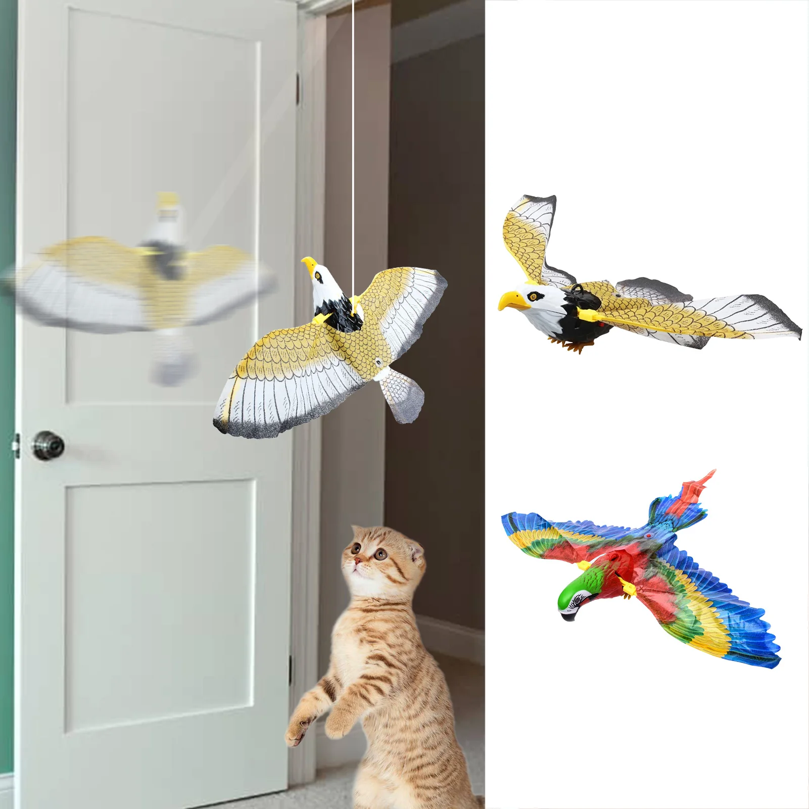 

Electric Sound Bird Cat Toy Realistic Eagle/Parrot Interactive Kitten Toys For Indoor Cats Pets Replacement Teaser Funny