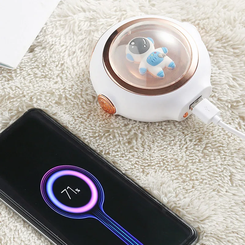 Мини-грелка для рук с USB-зарядкой, внешний аккумулятор, многофункциональный портативный астронавт, зимний обогреватель, ночсветильник, подарок для друга, семьи, любовника