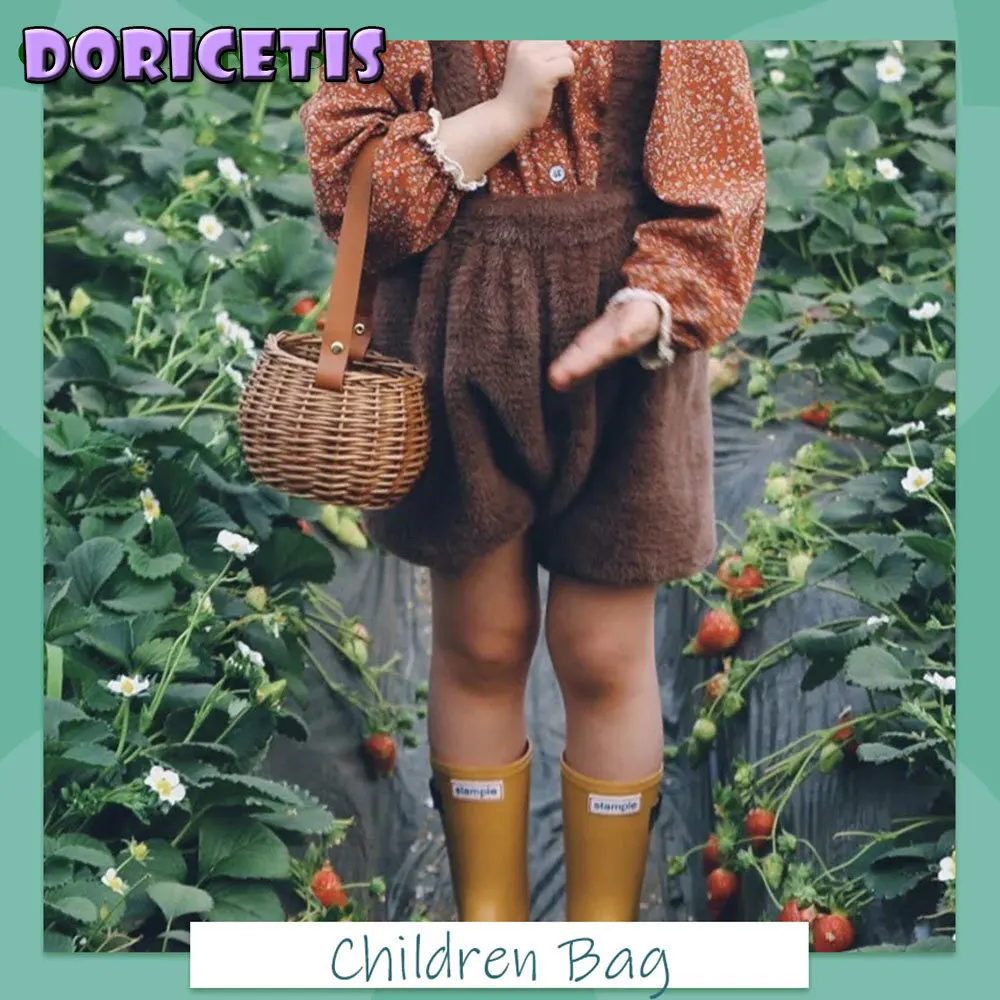 

Детская соломенная сумка, летние мини-сумки из ротанга, плетеная Сумка-ведро, маленькая бамбуковая корзина для отдыха, Лидер продаж 2022
