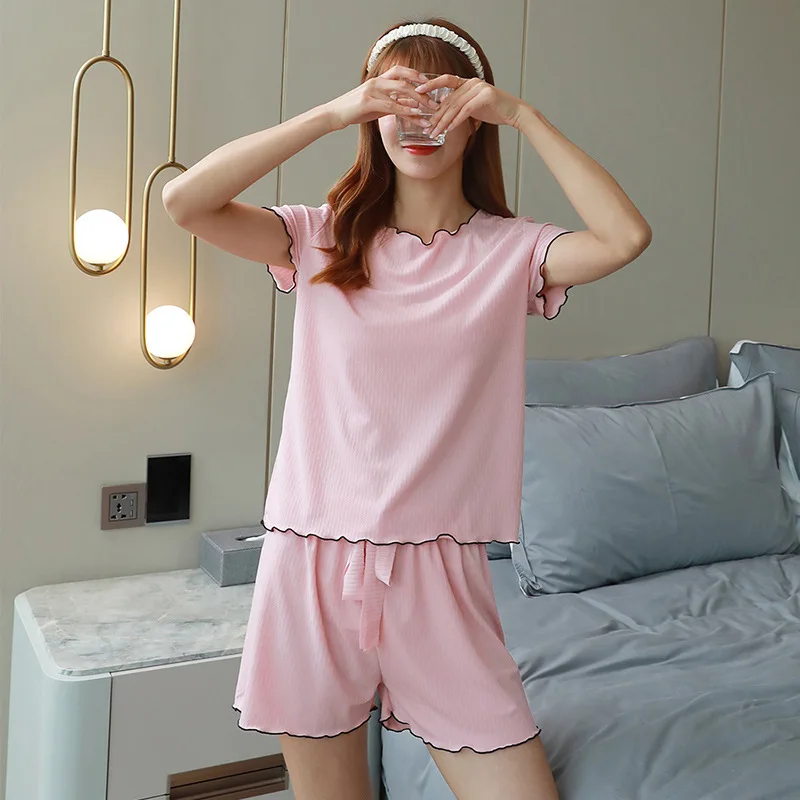 Ice Silk Pajamas Women's Summer Hot Sale Plus Size Shorts Pajamas Girls Home Clothes Cartoon Sweet And Cute Women's Pajamas Set