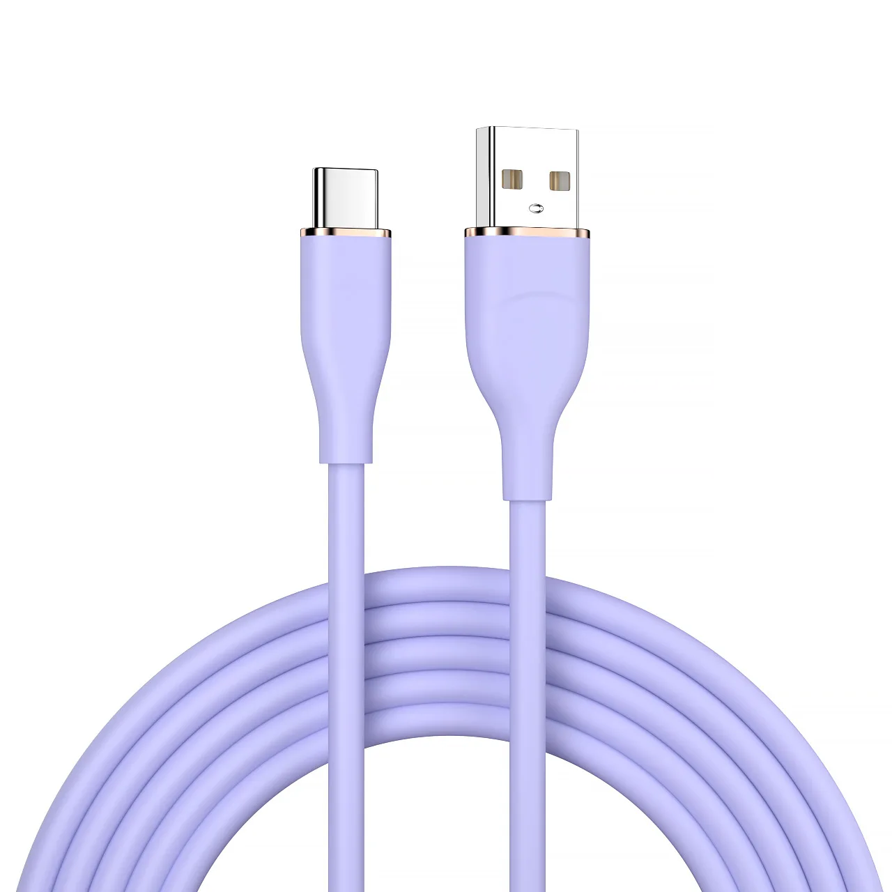 Фото Мягкий силиконовый кабель USB-A на Type-C для быстрой зарядки 66W, устойчивый к спутыванию, резиновый зарядный шнур 1М/2М, 5 цветов, для Xiaomi, iPhone 15 №1