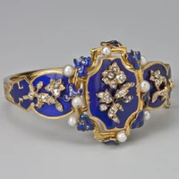 luxurious pearl enamel flower rings for women men vintage unique zircon rose flower enamel jewelry bride wedding band jewelry