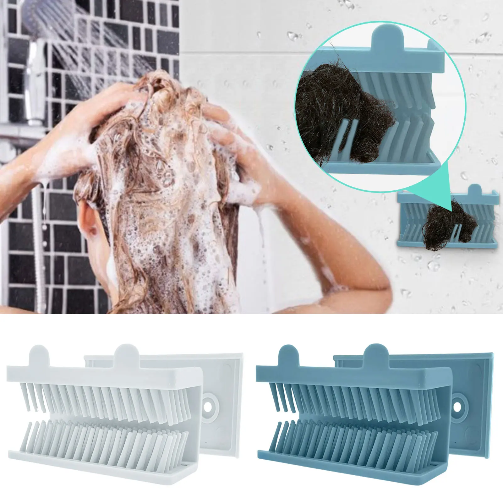 

Shower Wall Hair Catcher Silicone Hair Grabber for Shower Wall Reusable Self-Adhesive Hair Collector for Bathroom Bathtub