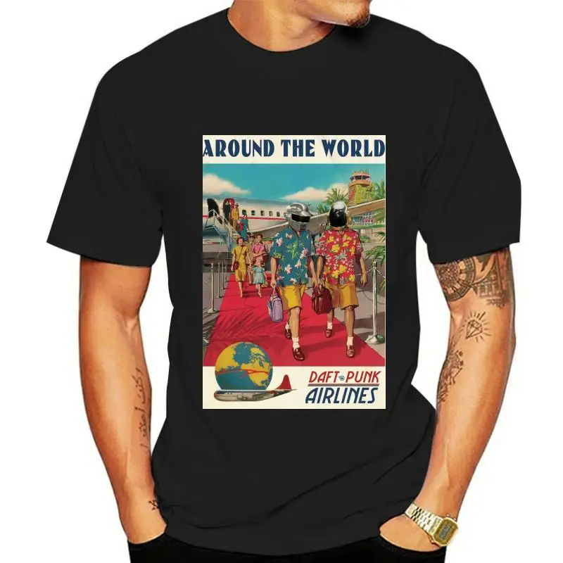 Men tshirt Short sleeve Around the world   Daft Punk   T Shirt tee tops Women t-shirt