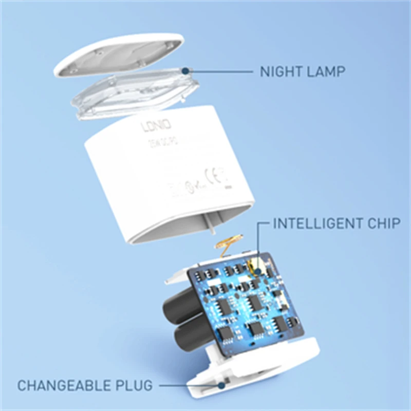 LDNIO A2423C QC3.0 USB Pd Type C 25w Fast Charger for samsung 25w Usb-c Super Fast Charging LED Lamp Wall Charger Mobile Charger