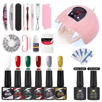 gel nail polish set with uv lamp 6 pcs nail polish gel colors nail art decorations nail file polisher manicure pedicure tools