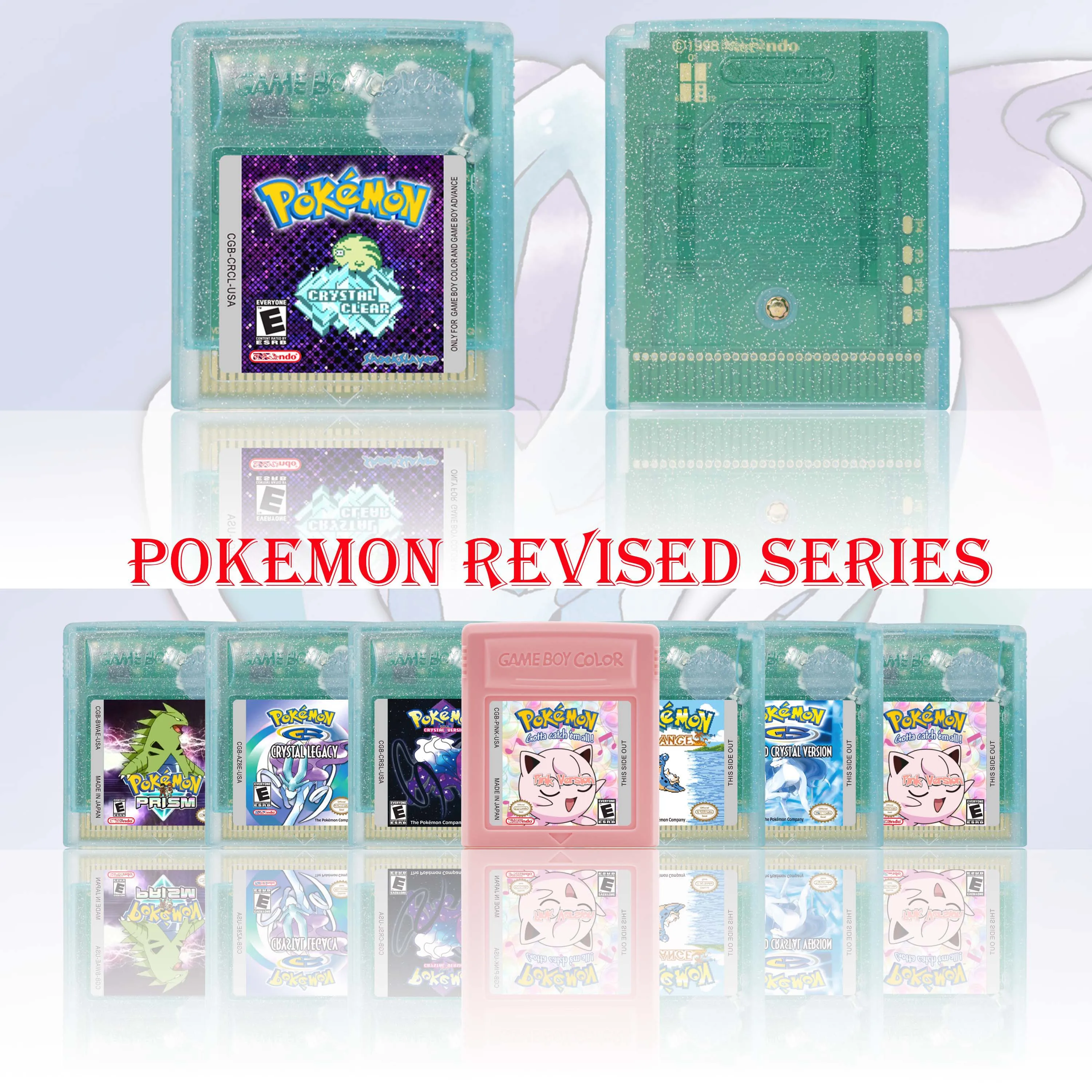 Фото Игровой картридж Pokemon Crystal Clear/Orange/Prism/Polished Series для GBC, 16-битная игровая консоль, высококачественная карта для видеоигр GBC №1