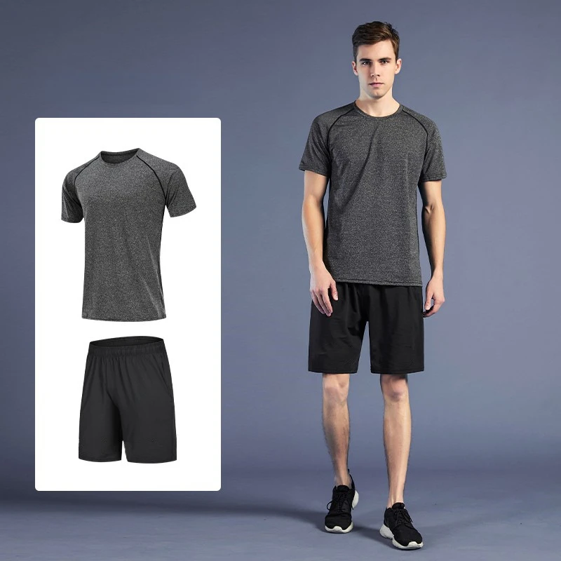 Custom Logo New Outdoor Sports Suit Men's Two-piece Set Gym Running Fitness Clothes Quick Drying Clothing for Male |