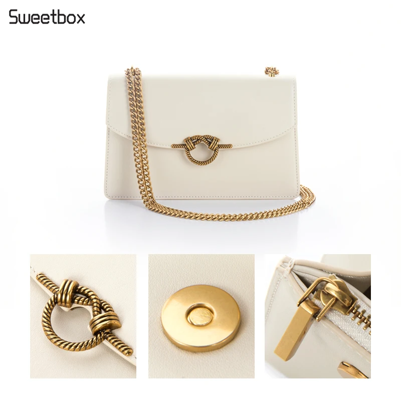 Fashion Genuine Leather Shoulder Bag with Chain Women High Quality Crossbody Messenger Bags Commution Handbag Tote Ladies