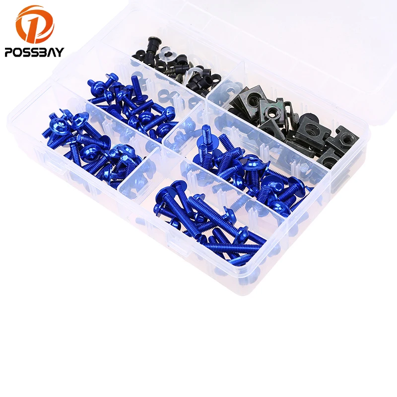 

POSSBAY 5 Colors Motorcycle Fairing Screws Nuts Motorbike Windscreen Screw Bolts Kit Shell Screws for Yamaha Harley Honda Bikes