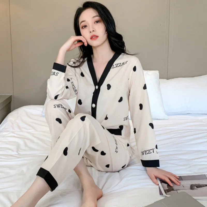 Silk Pajamas Women's Long Sleeve Trousers Two Piece Ice Silk Pajamas Fashion Silk Ladies Loose Casual Luxury Ladies Homewear