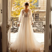 a line tulle v neck hy351 floor length wedding dress for women lace princess charming elegant bridal gowns vestidos de novia
