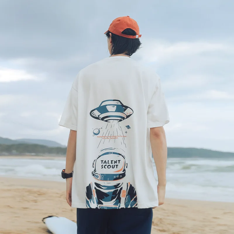 

Футболка мужская свободного покроя с цветочным принтом и коротким рукавом