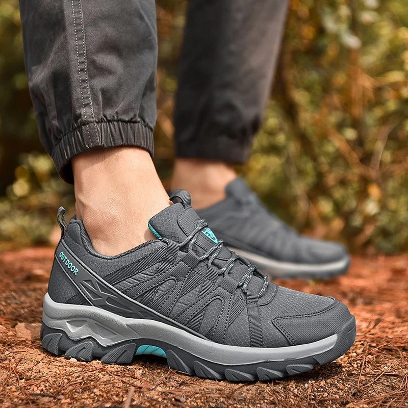 HIKEUP Men's Hiking Shoes Durable Walking Sports Shoes Outdoor Trekking Sneakers for Men Fishing Camping Jogging Footwear