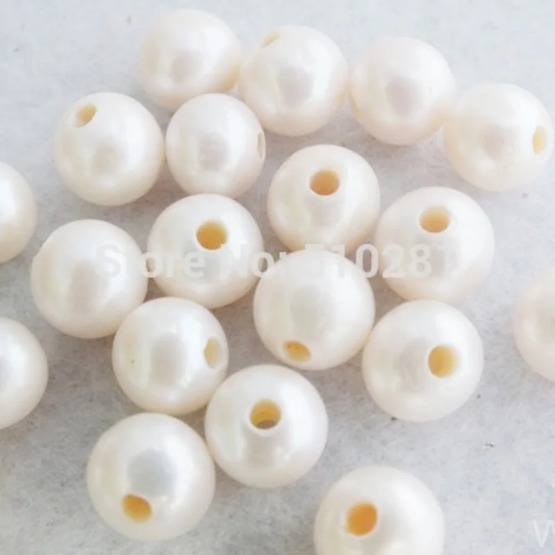 

9-10mm AAA+ 100pcs High Quality White Round Pearl, Loose Freshwater Pearl With 2mm Hole