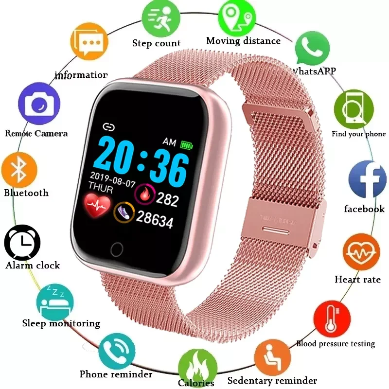 

D20 Smartwatch 2021 Women Smart Watch Waterproof Heart Rate Blood Pressure Monitor Bluetooth Smart Bracelet Watch for Men Sport