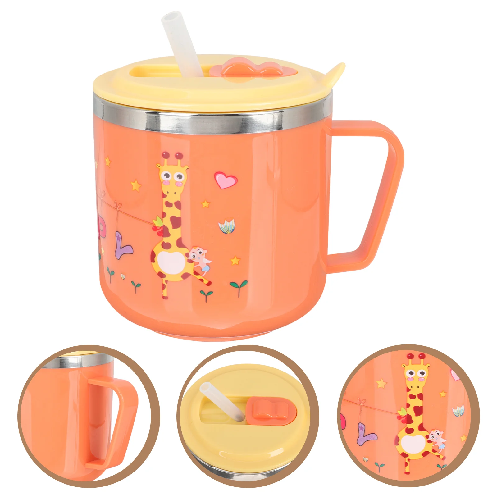 

Water Kids Drinking Cups Cup Straw Straws Metal Glasses Stainless Steel Tumblers Lids Toddler Unbreakable Sippy Mug