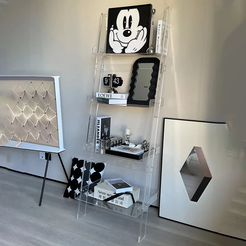 Акриловый дизайн открытого книжного шкафа эстетический узкий скандинавский