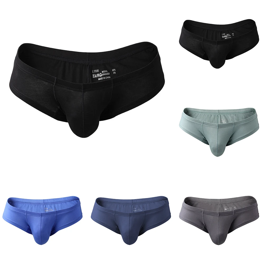 

Modal Men Sexy Pouch Panties Boxers Briefs Skinny Underwear Solid Bikini U Convex Shorts Underpants Breathable For Male Panties