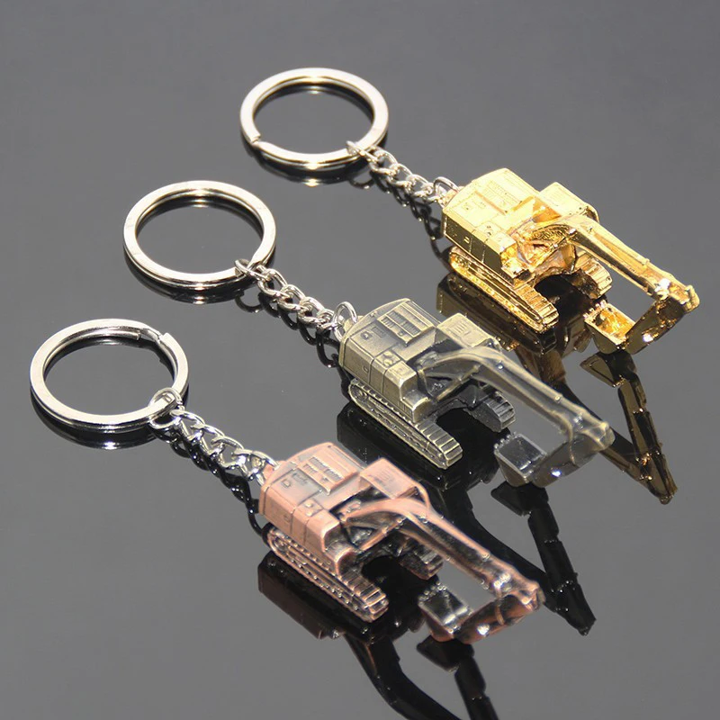 

1PC Creative Alloy 3D Three-dimensional Excavator Keychain Pendant Accessory Gift Backpack Car Pendant Key Ring Gift