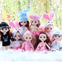 new 112 bjd doll 13 movable jointed 16cm princess dolls toys mini girls toys 3d eyes makeup dolls with clothes childrens toys