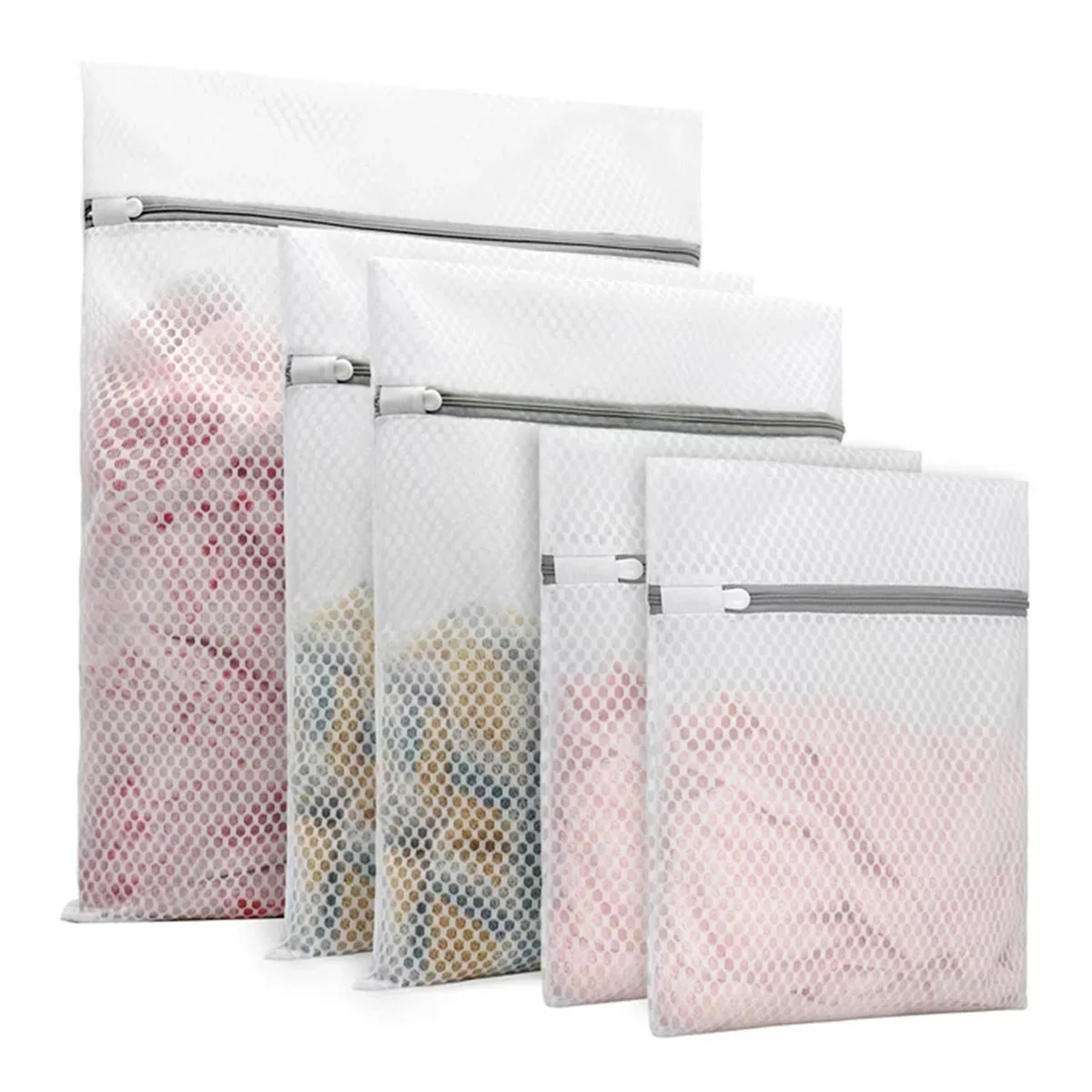 

5Pcs Mesh Laundry Bags Lingerie Wash Bags with Heavy-Duty Zipper 3 Sizes Reusable Laundry Bag Portable Clothing Washing Bags for