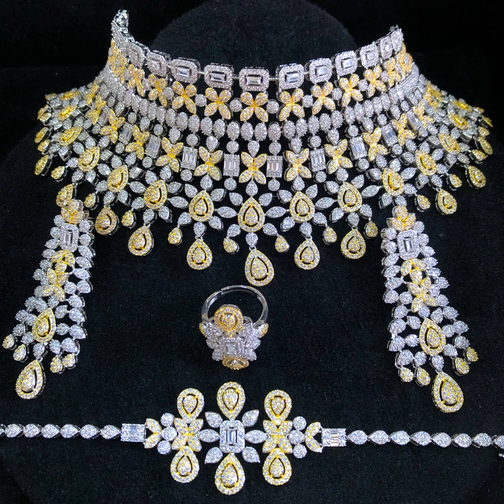 GODKI Роскошные комплекты африканских украшений с перьями и листьями ожерелье