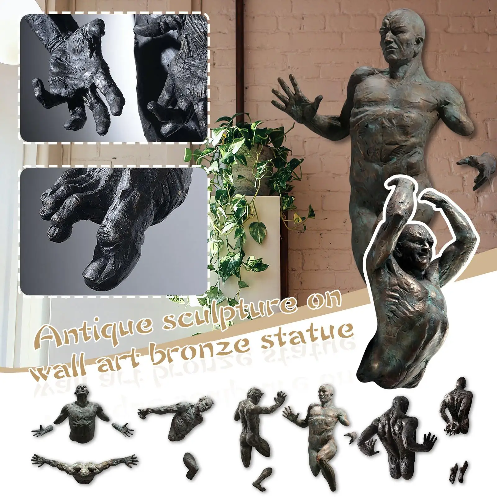 

LOT Antique Sculpture Wall Art Statue Sculpture Wall Art Statue Resin Hanging