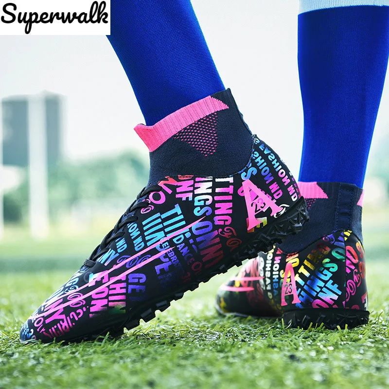 

Outdoor spiked football shoes men's and women's grass professional training shoes colorful fashion sneakers high top breathable
