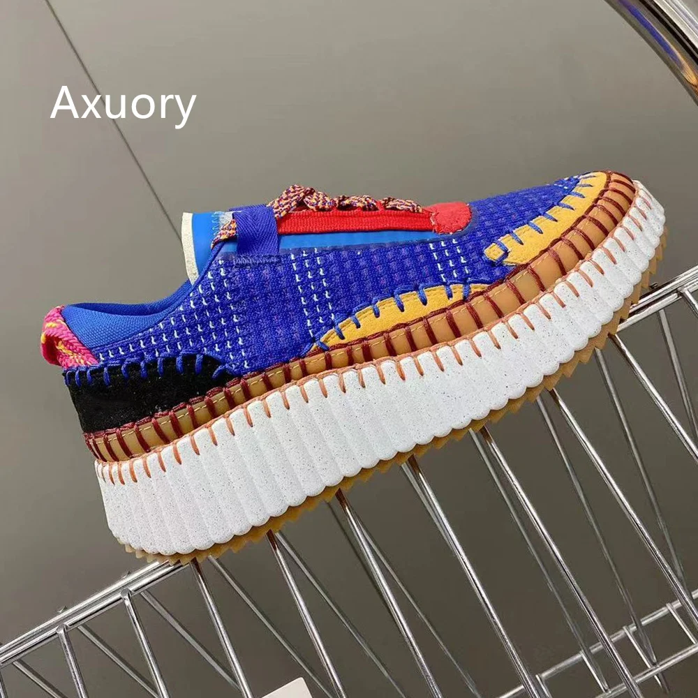2023 Women's Sports Shoes Mixed Color Rainbow color Lace-up Casual Shoes With Box High Quality Handmade Platform Fashion Style