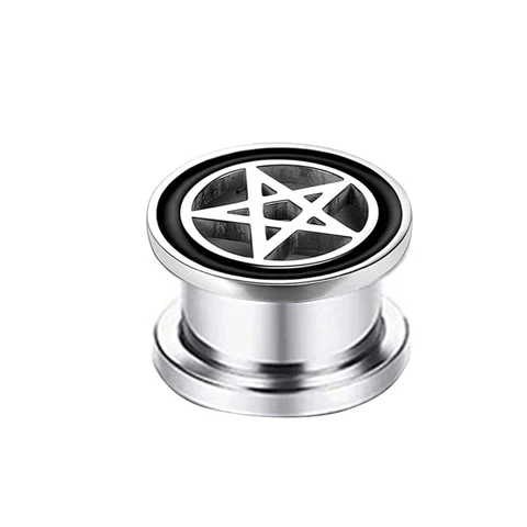 Серьги-туннели из нержавеющей стали с пятиугольной звездой