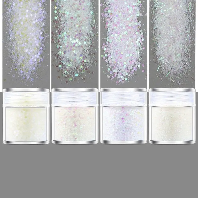 

4 Color Rainbow White Glitters Sequains Resin Pigment Fillings Kit Makeup Jewelry Fillings Nail Art Decor Jewelry Making