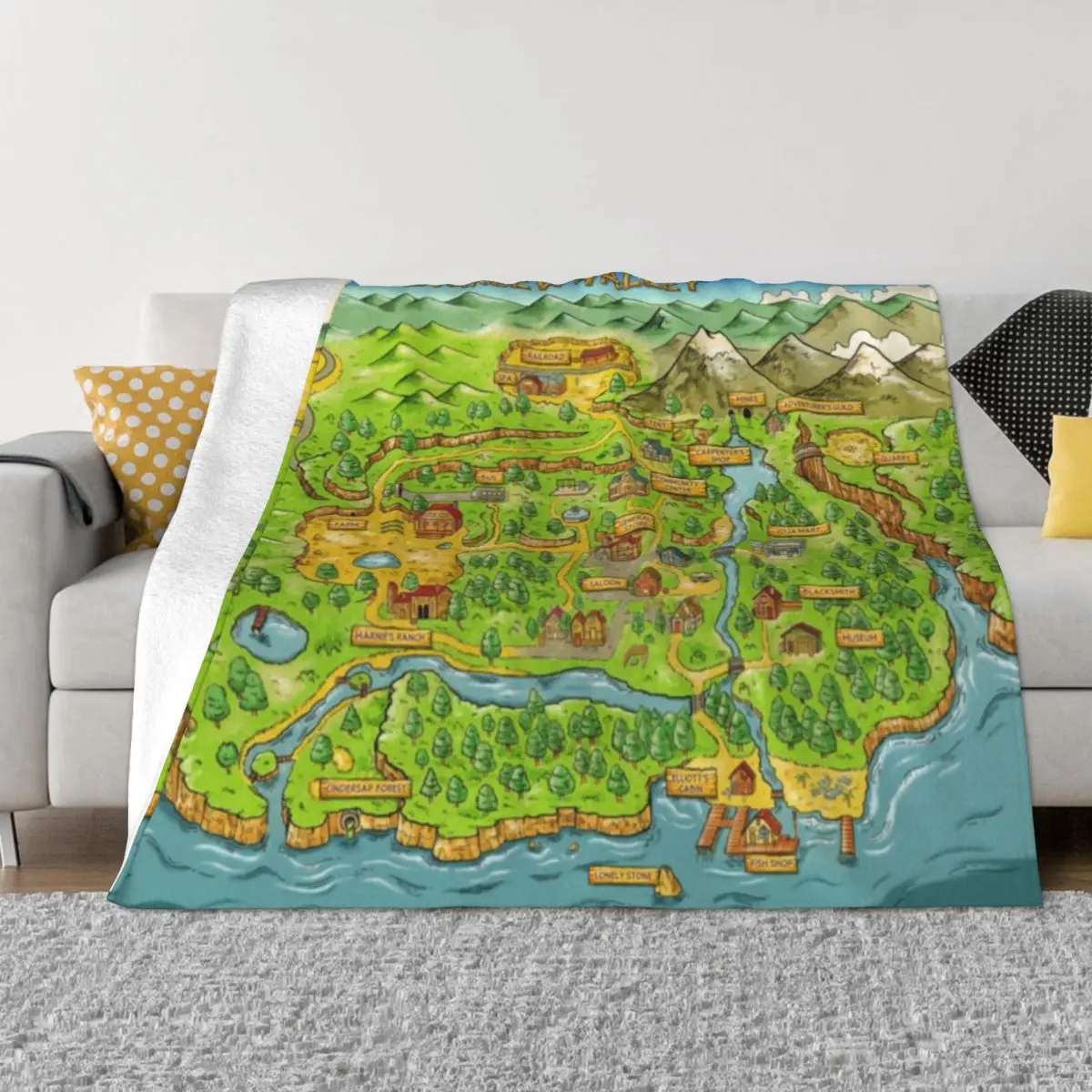 

Stardew Valley Map Flannel Blanket Cartoon Anime Awesome Throw Blanket for Sofa Bedding Lounge 200x150cm Rug Piece