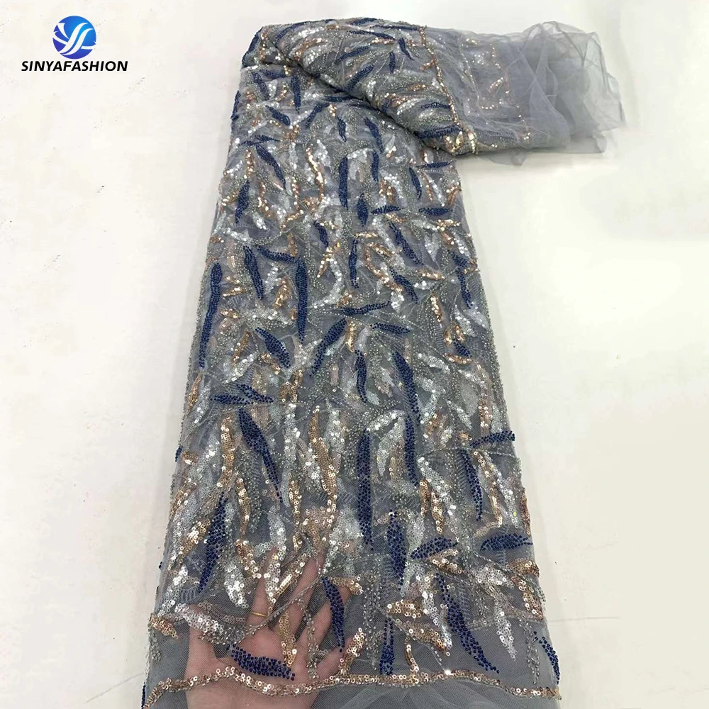 Женская роскошная кружевная ткань с африканскими блестками свадебная вышивка 2023