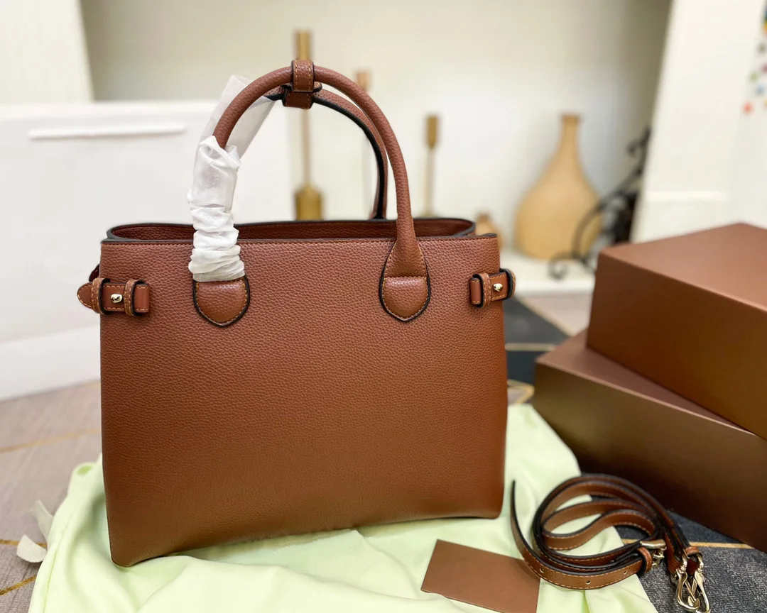 

Genuine Leather Handbag Unisex Solid Color Shoulder Strap Shoulder Bag Luxury Brand Fashion Handbags Internal Zipper Compartment