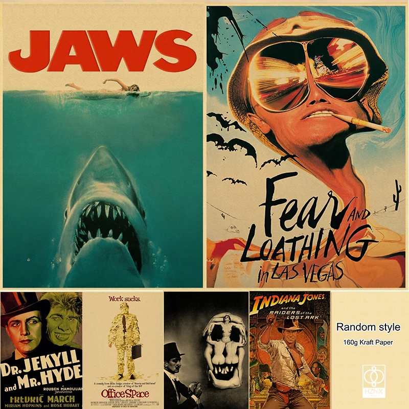 

Old Movie Jaws Posters Classic Film Jaws Retro Kraft Paper Vintage Room Bar Cafe Decor Print Aesthetic Art Wall Paintings 2022