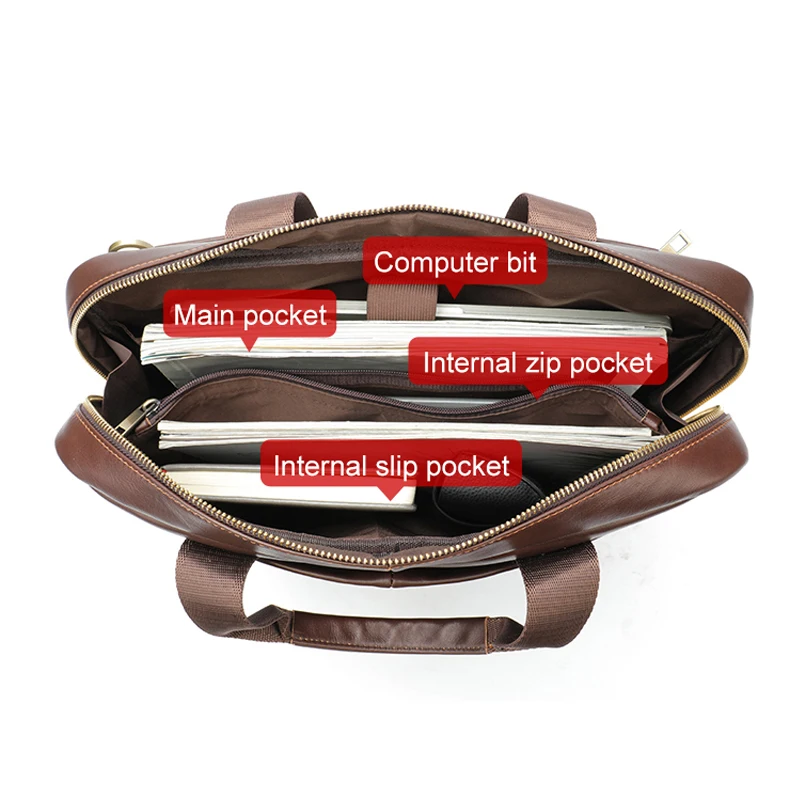 WESTAL Men's Bags Genuine Leather Men Briefcase for Laptop 14 Men's Leather Handbags Business Bag for Document Messenger Bag