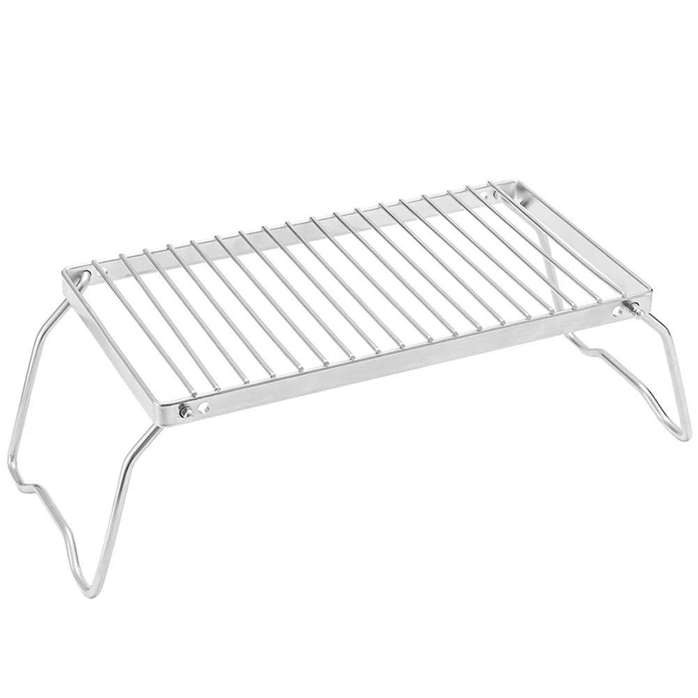 

Grill Bbq Bbq Grill Portables Adjustable Furnace End Holder Sturdy Stainless Steel Grate Camping Pot Bracket