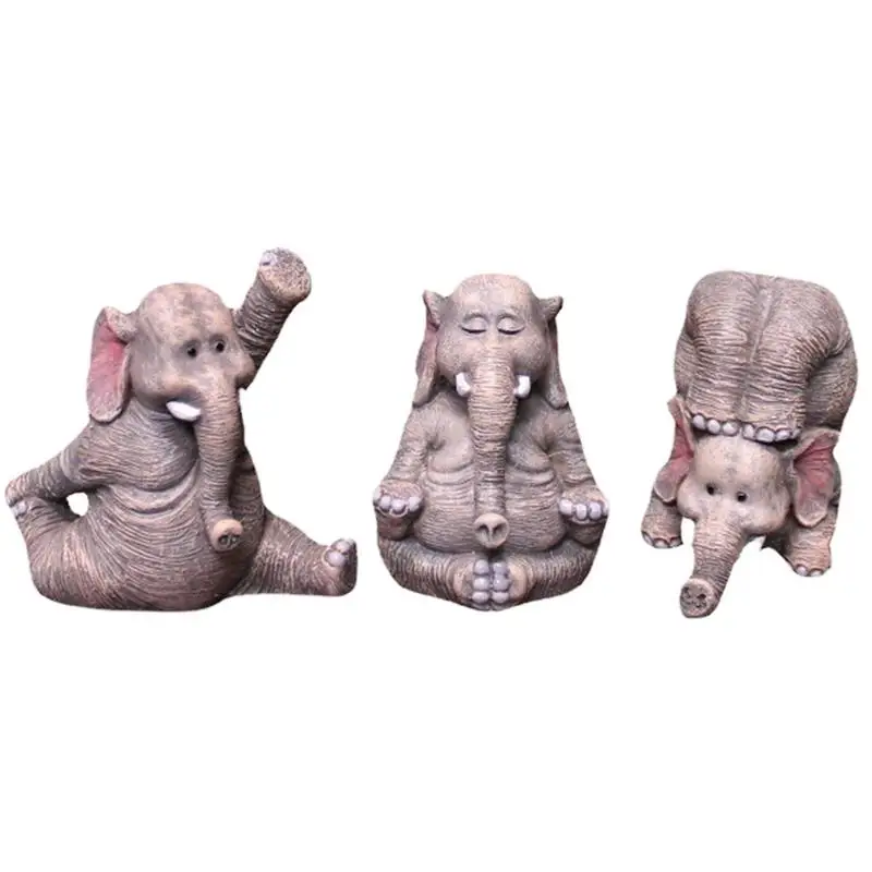 

Elephant Decor Figurines Home Decor Cute Elephant Sculpture Mini Statue Ornament Collection Resin Animal Elephant Figurine