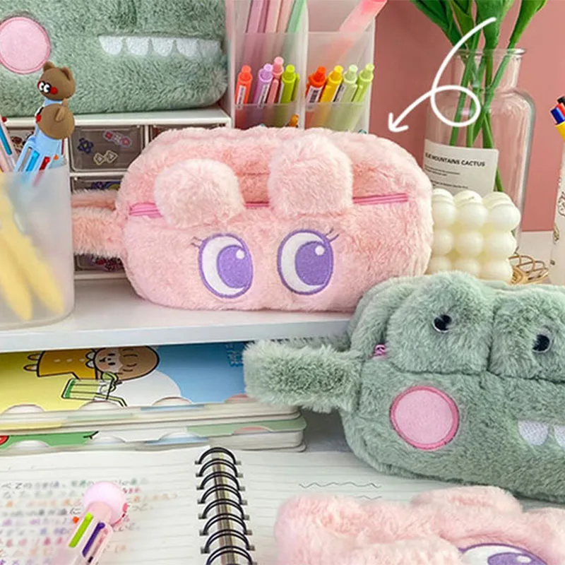 Милый кролик крокодил плюшевая школьная сумка карандаш